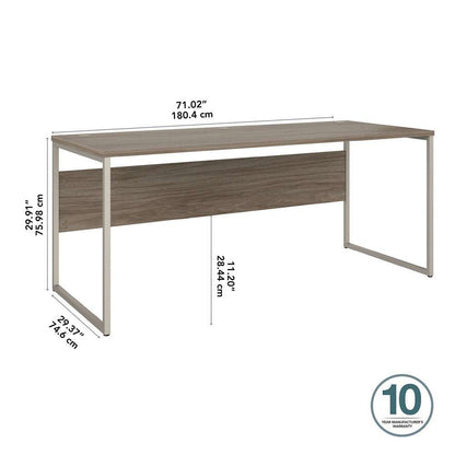 Bush Furniture - Hybrid 72W x 30D Computer Table Desk with Metal Legs in Modern Hickory - HYD373MH veiw 6