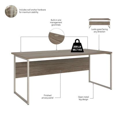 Bush Furniture - Hybrid 72W x 36D Computer Table Desk with Metal Legs in Modern Hickory - HYD172MH veiw 4