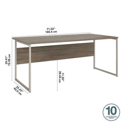 Bush Furniture - Hybrid 72W x 36D Computer Table Desk with Metal Legs in Modern Hickory - HYD172MH veiw 6