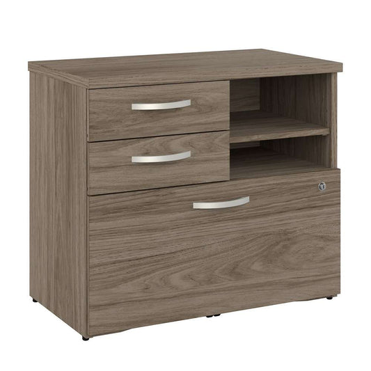 Bush Furniture - Hybrid Office Storage Cabinet with Drawers and Shelves in Modern Hickory - HYF130MHSU-Z veiw 1