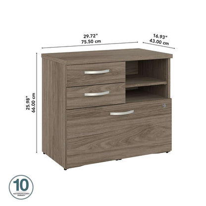 Bush Furniture - Hybrid Office Storage Cabinet with Drawers and Shelves in Modern Hickory - HYF130MHSU-Z veiw 5