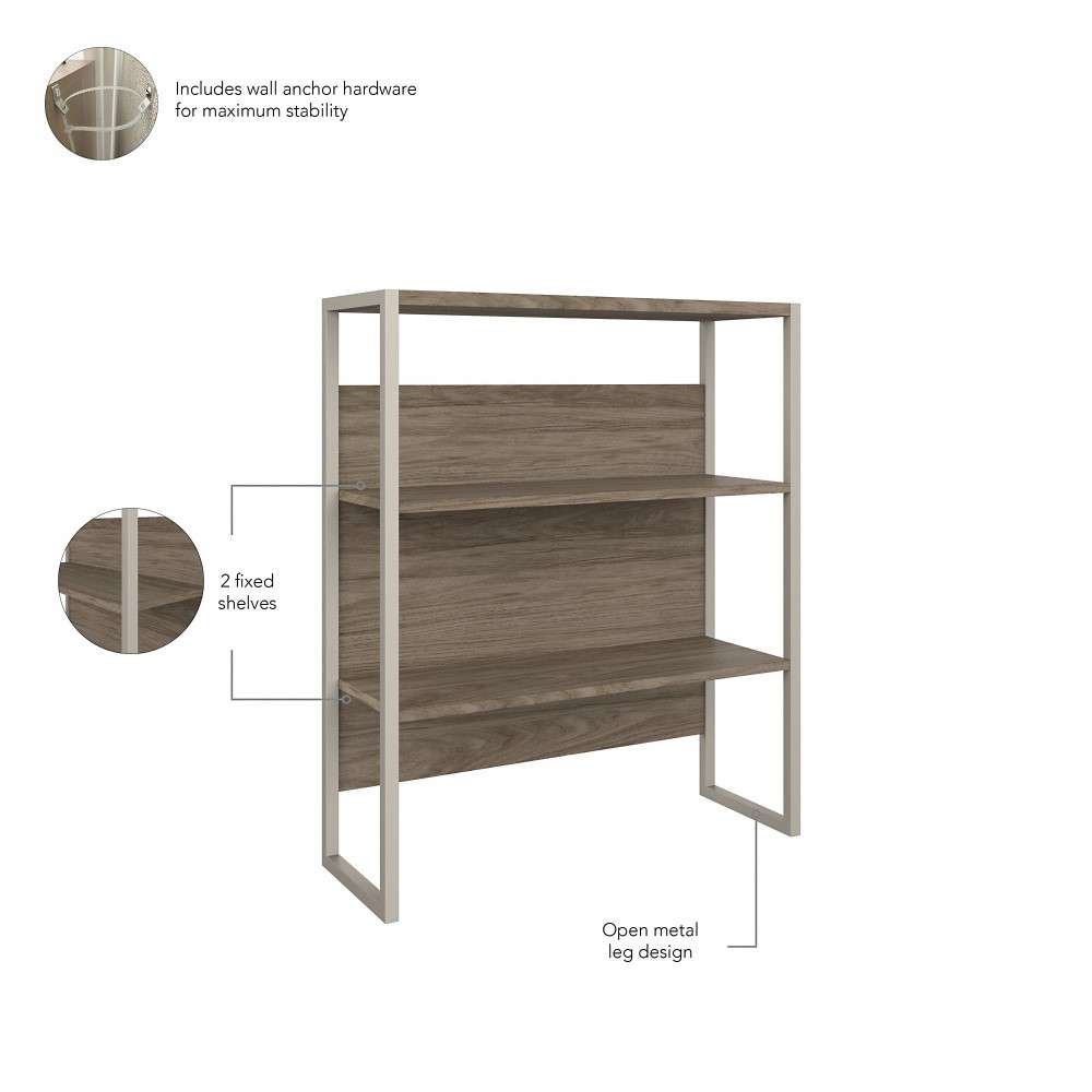 Bush Furniture - Hybrid Tall Etagere Bookcase in Modern Hickory - HYB023MH veiw 3
