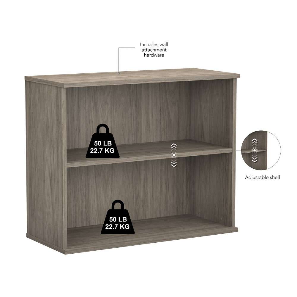 Bush Furniture - Hybrid Tall Etagere Bookcase in Modern Hickory - HYB023MH veiw 4
