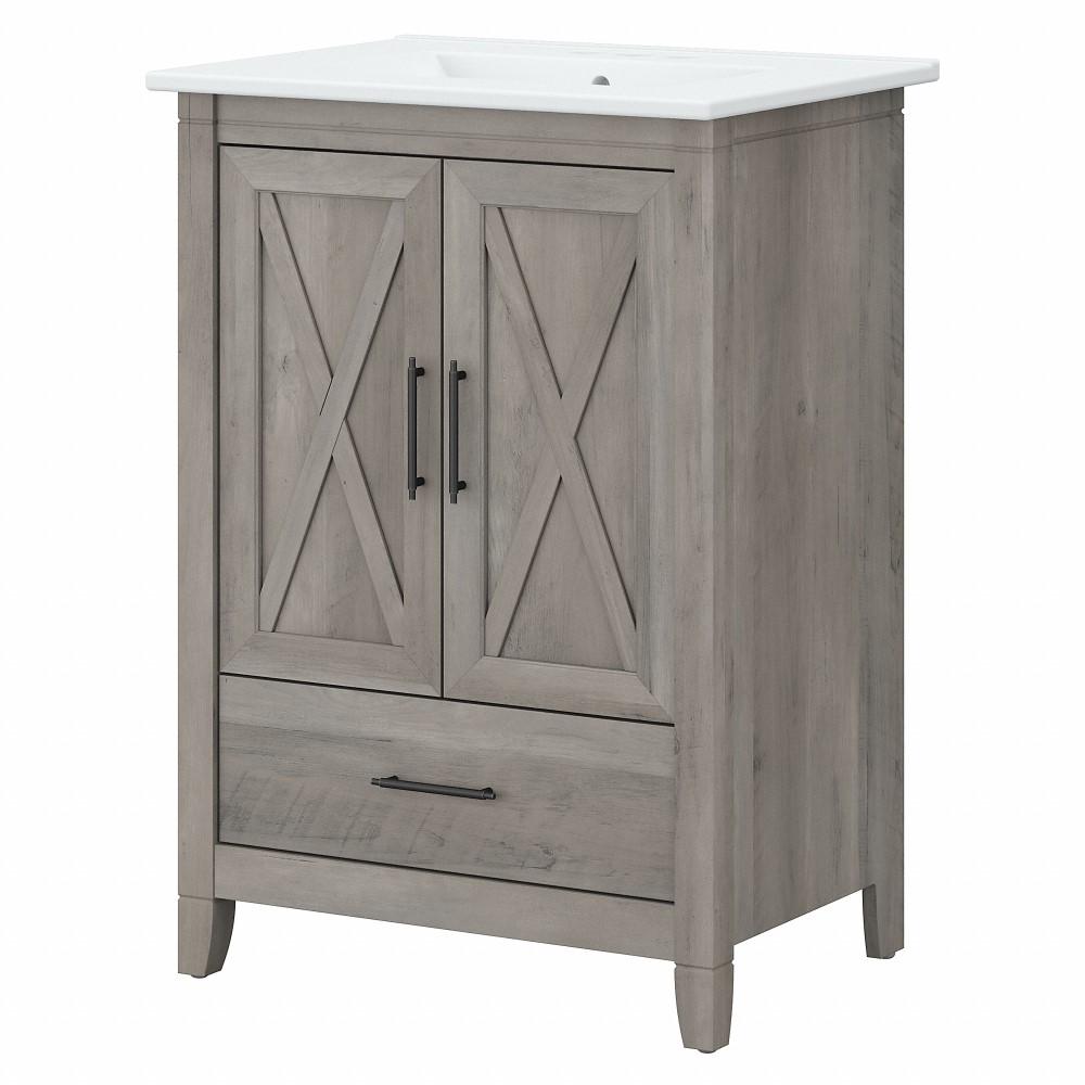 Bush Furniture - Key West 24W Bathroom Vanity with Sink in Driftwood Gray - KWVN124DG-03K veiw 1