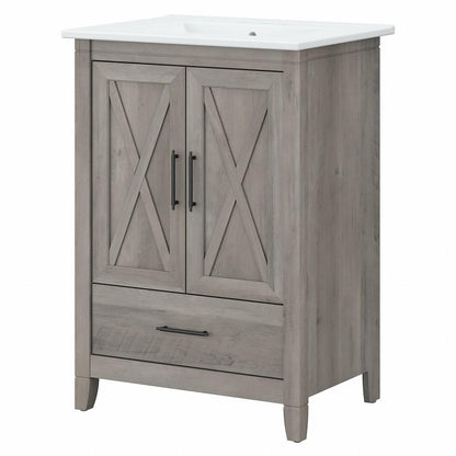 Bush Furniture - Key West 24W Bathroom Vanity with Sink in Driftwood Gray - KWVN124DG-03K veiw 1