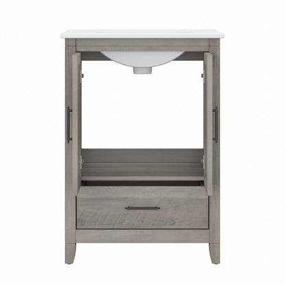 Bush Furniture - Key West 24W Bathroom Vanity with Sink in Driftwood Gray - KWVN124DG-03K veiw 5