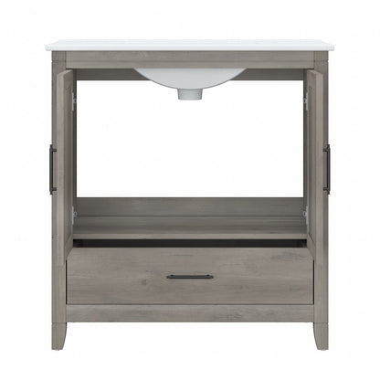 Bush Furniture - Key West 32W Bathroom Vanity with Sink in Driftwood Gray - KWVN132DG-03K veiw 5