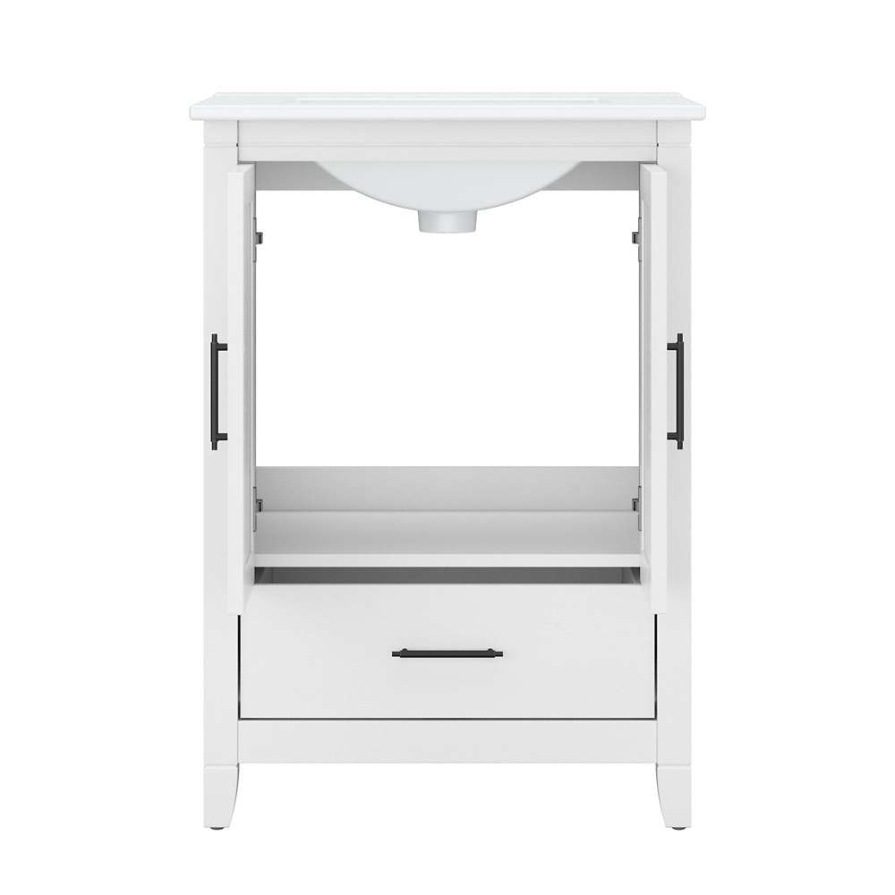 Bush Furniture - Key West 48W Double Vanity Set with Sinks, Medicine Cabinets and Linen Tower in White Ash - KWS043WAS veiw 5