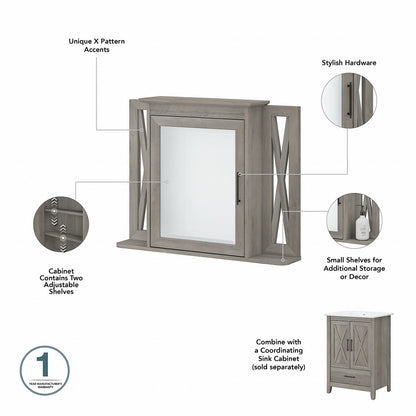 Bush Furniture - Key West 48W Double Vanity Set with Sinks and Medicine Cabinets in Driftwood Gray - KWS041DG veiw 4