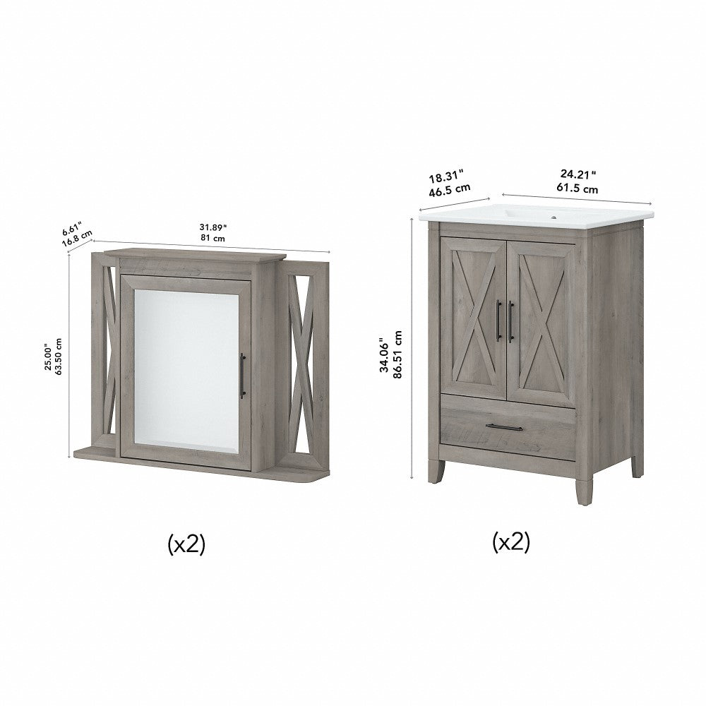 Bush Furniture - Key West 48W Double Vanity Set with Sinks and Medicine Cabinets in Driftwood Gray - KWS041DG veiw 6