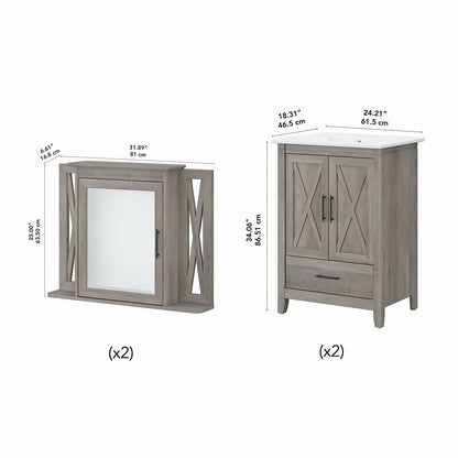 Bush Furniture - Key West 48W Double Vanity Set with Sinks and Medicine Cabinets in Driftwood Gray - KWS041DG veiw 6