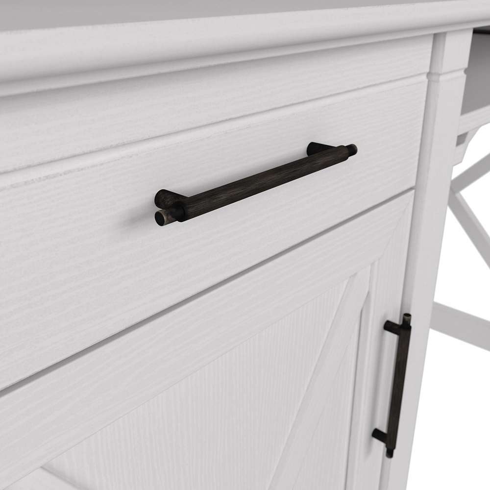 Bush Furniture - Key West 48W Small Computer Desk with Hutch in Pure White Oak - KWD248WT-03 veiw 2
