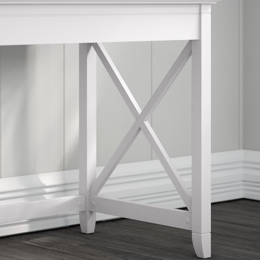 Bush Furniture - Key West 48W Writing Desk with 2 Drawer Lateral File Cabinet and 5 Shelf Bookcase in Pure White Oak - KWS004WT veiw 3