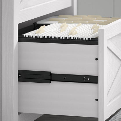 Bush Furniture - Key West 48W Writing Desk with 2 Drawer Lateral File Cabinet and 5 Shelf Bookcase in Pure White Oak - KWS004WT veiw 5