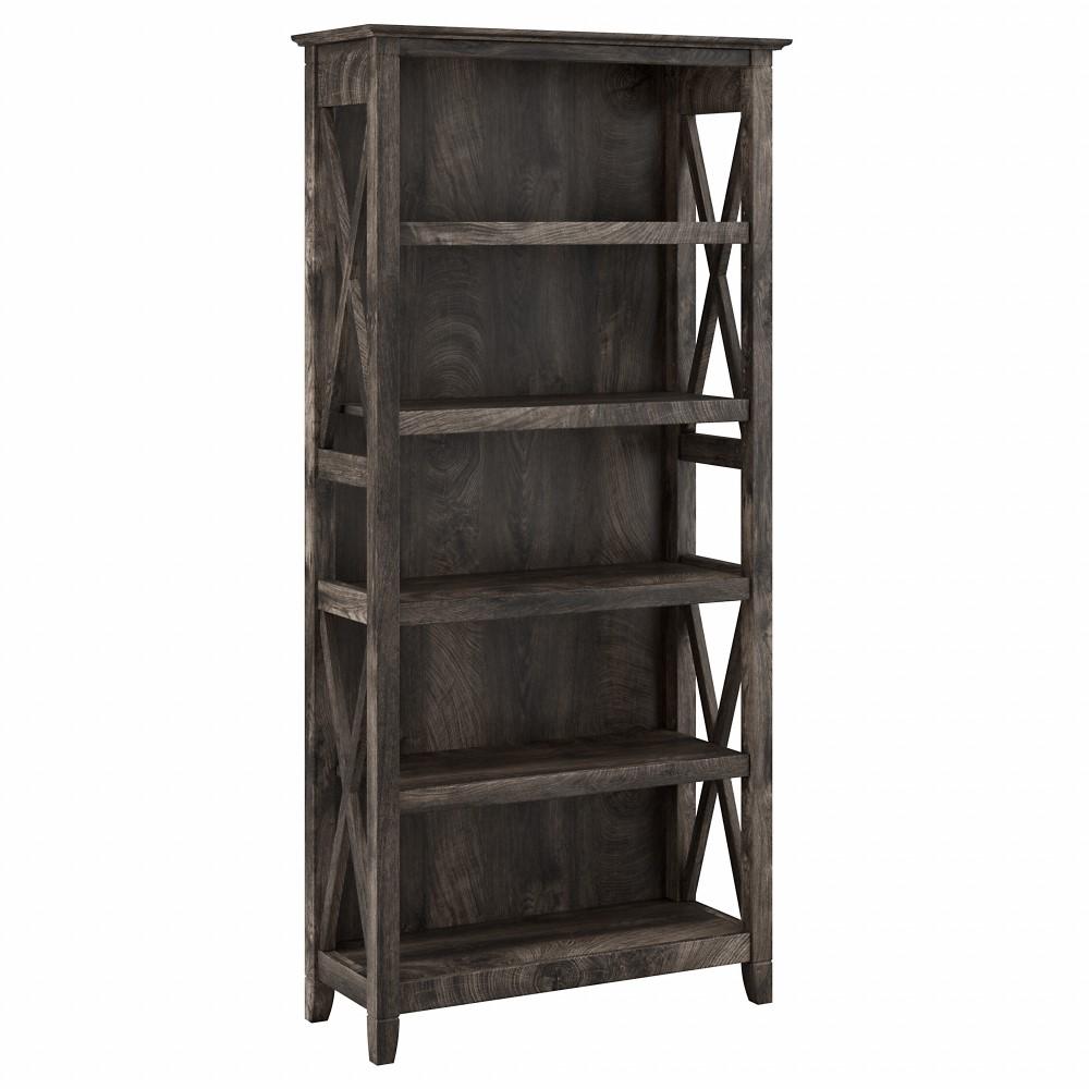 Bush Furniture - Key West 5 Shelf Bookcase in Dark Gray Hickory - KWB132GH-03 veiw 1
