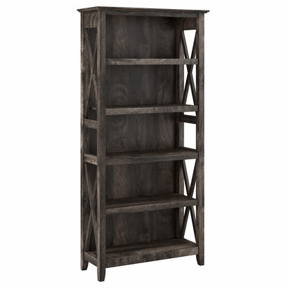 Bush Furniture - Key West 5 Shelf Bookcase in Dark Gray Hickory - KWB132GH-03 veiw 1