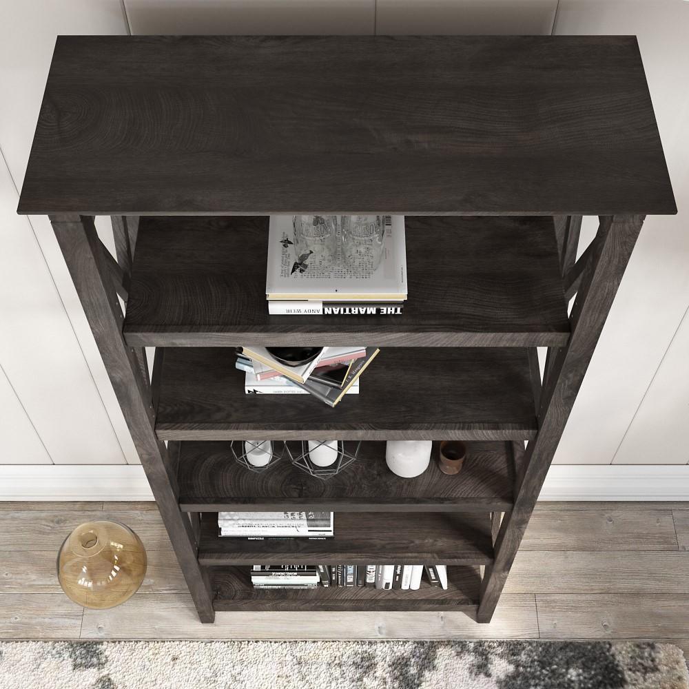 Bush Furniture - Key West 5 Shelf Bookcase in Dark Gray Hickory - KWB132GH-03 veiw 4