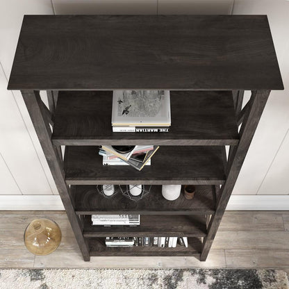 Bush Furniture - Key West 5 Shelf Bookcase in Dark Gray Hickory - KWB132GH-03 veiw 4