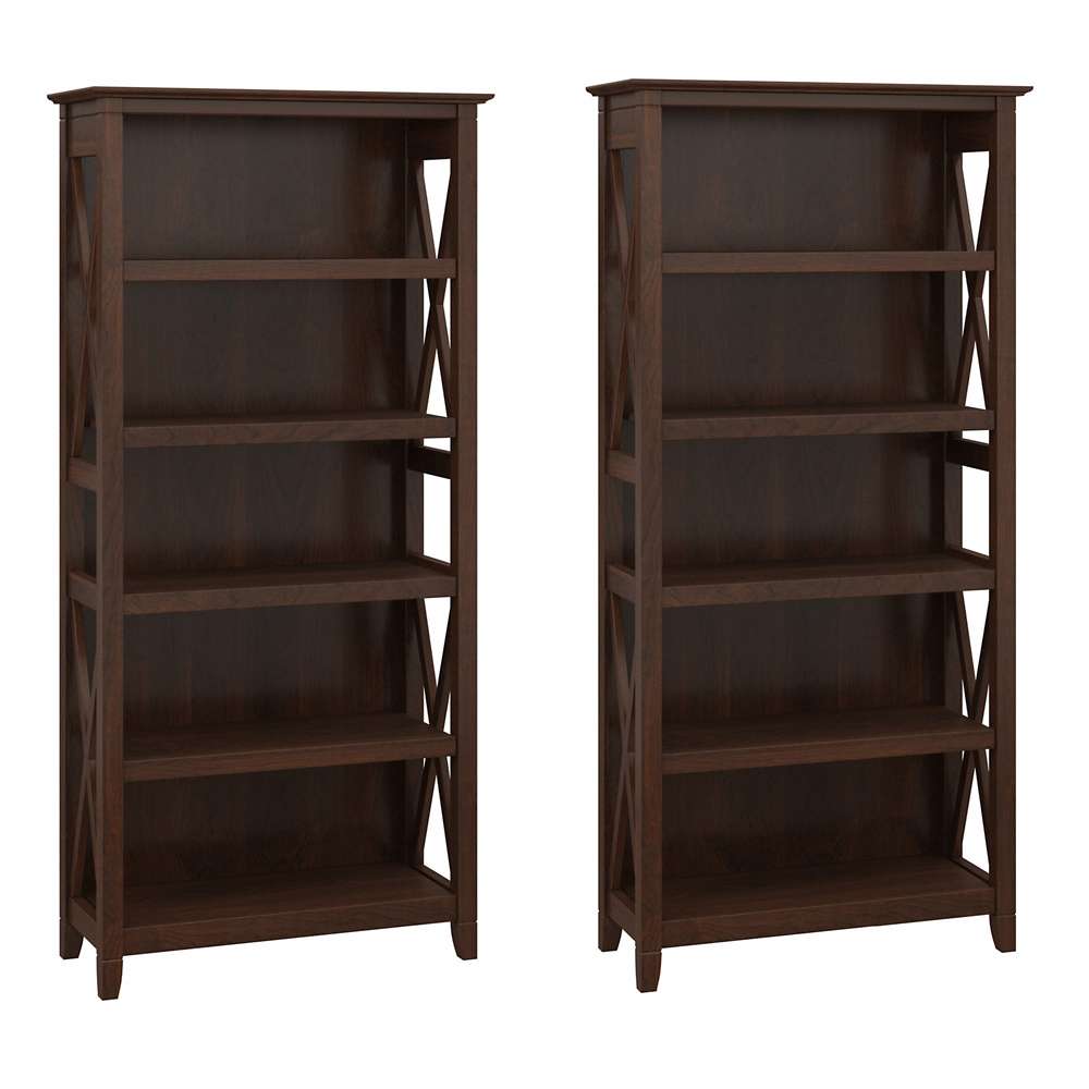 Bush Furniture - Key West 5 Shelf Bookcase Set in Bing Cherry - KWS046BC veiw 1