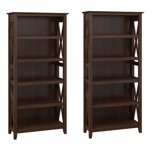 Bush Furniture - Key West 5 Shelf Bookcase Set in Bing Cherry - KWS046BC veiw 1