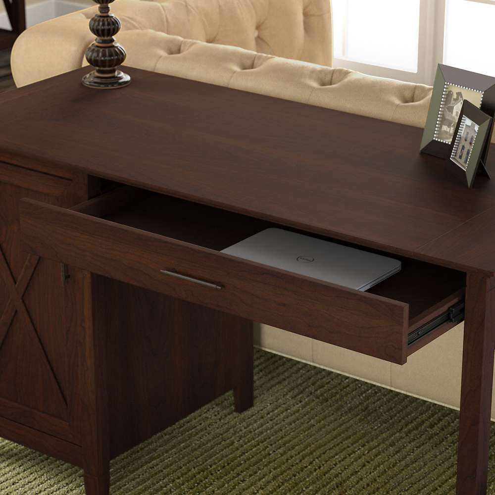 Bush Furniture - Key West 54W Computer Desk with 2 Drawer Lateral File Cabinet and 5 Shelf Bookcase in Bing Cherry - KWS009BC veiw 5