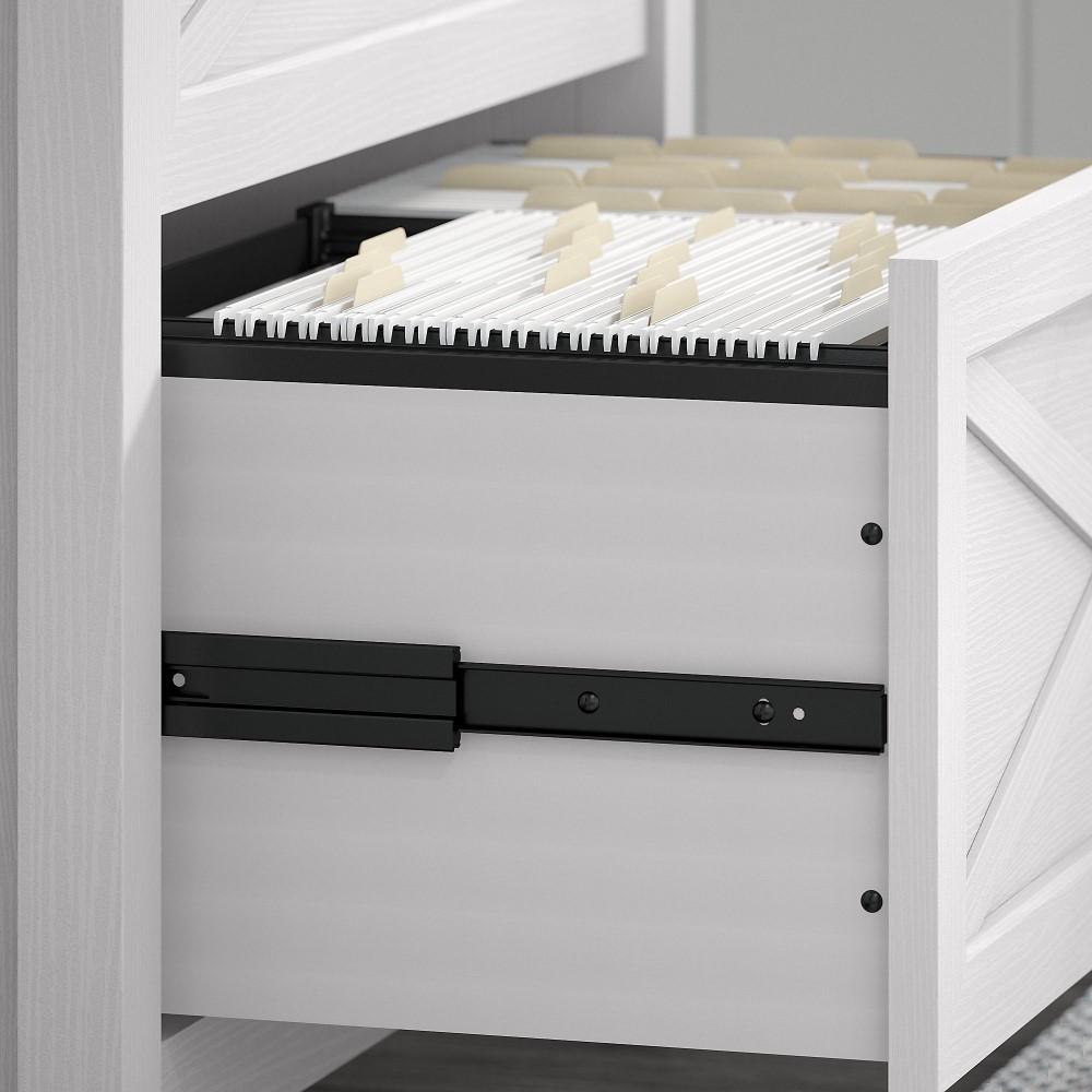 Bush Furniture - Key West 54W Computer Desk with Storage and 2 Drawer Lateral File Cabinet in Pure White Oak - KWS008WT veiw 4