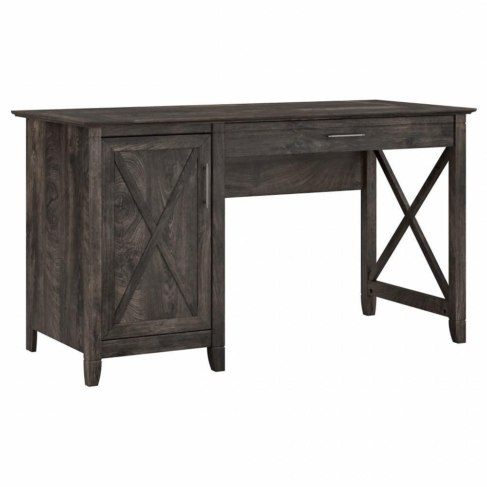 Bush Furniture - Key West 54W Single Pedestal Desk in Dark Gray Hickory - KWD154GH-03 veiw 1
