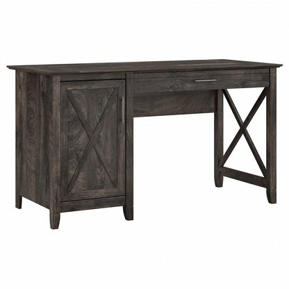 Bush Furniture - Key West 54W Single Pedestal Desk in Dark Gray Hickory - KWD154GH-03 veiw 1