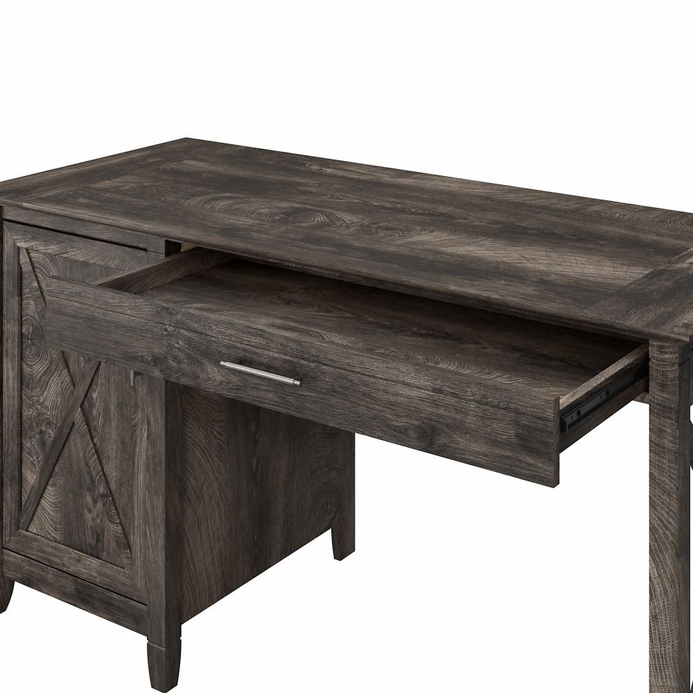 Bush Furniture - Key West 54W Single Pedestal Desk in Dark Gray Hickory - KWD154GH-03 veiw 4