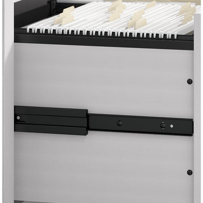 Bush Furniture - Key West 60W L Shaped Desk with 2 Drawer Mobile File Cabinet and 5 Shelf Bookcase in Pure White Oak - KWS016WT veiw 4