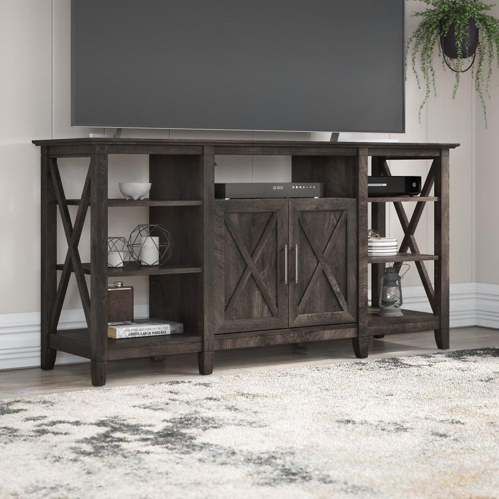 Bush Furniture - Key West 60W Tall TV Stand in Dark Gray Hickory - KWV160GH-03 veiw 2