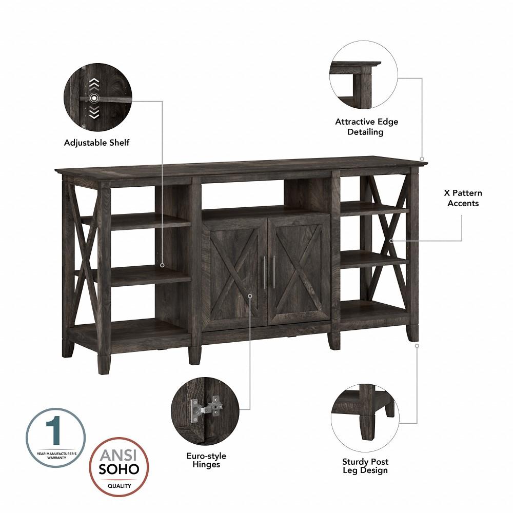 Bush Furniture - Key West 60W Tall TV Stand in Dark Gray Hickory - KWV160GH-03 veiw 6