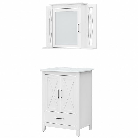 Bush Furniture - Key West Bathroom 24W Vanity and Medicine Cabinet in White Ash - KWS029WAS veiw 1