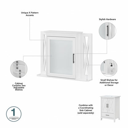 Bush Furniture - Key West Bathroom 24W Vanity and Medicine Cabinet in White Ash - KWS029WAS veiw 6