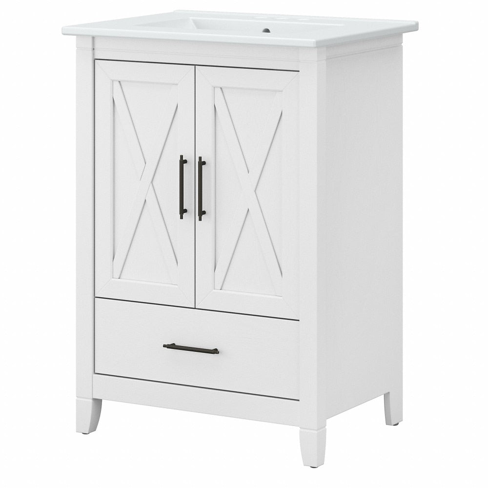 Bush Furniture - Key West Bathroom 24W Vanity with Ceramic Basin in White Ash - KWVN124WAS-03K veiw 1