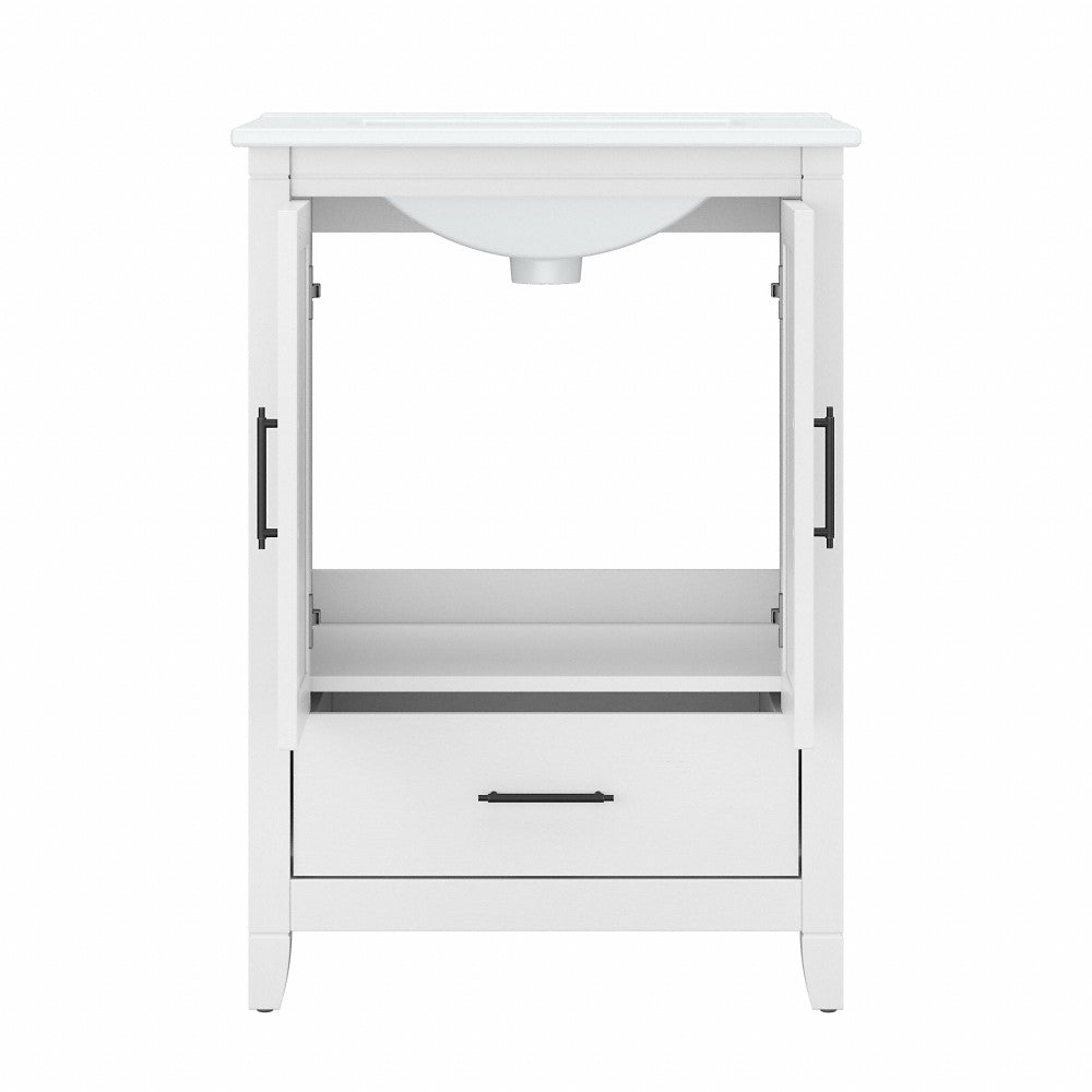 Bush Furniture - Key West Bathroom 24W Vanity with Ceramic Basin in White Ash - KWVN124WAS-03K veiw 4
