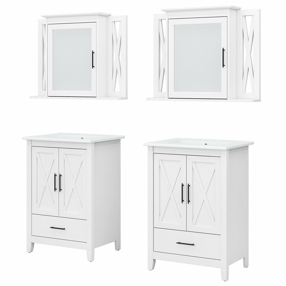 Bush Furniture - Key West Bathroom Double 24W Vanity and Medicine Cabinet in White Ash - KWS041WAS veiw 1
