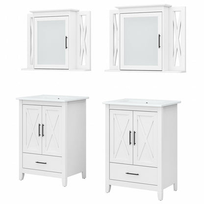 Bush Furniture - Key West Bathroom Double 24W Vanity and Medicine Cabinet in White Ash - KWS041WAS veiw 1