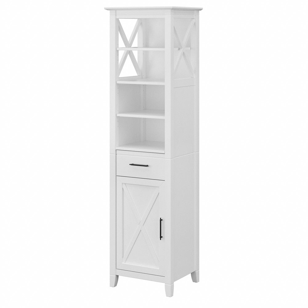 Bush Furniture - Key West Bathroom Narrow Bookcase with Door in White Ash - KWS168WAS-Z veiw 1