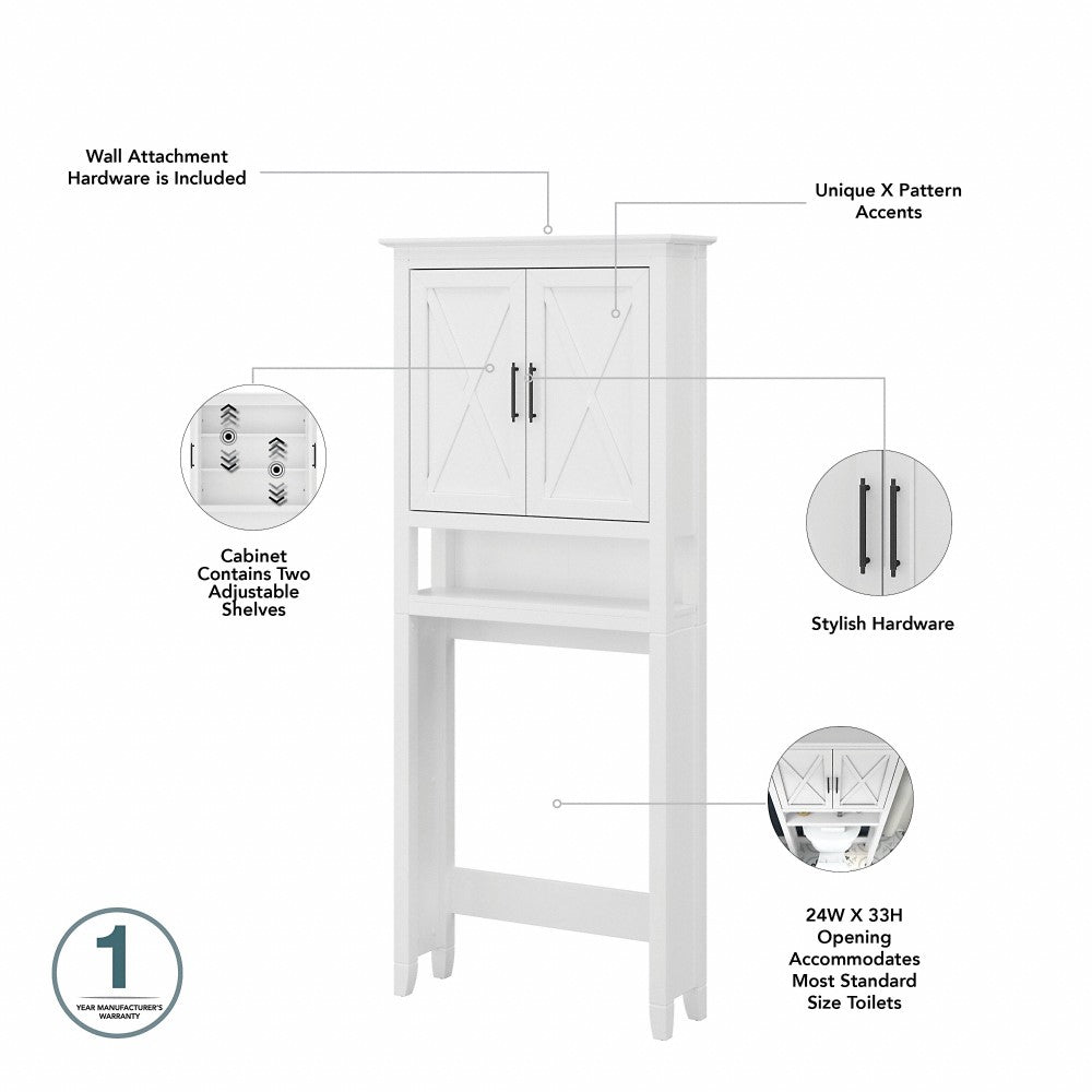 Bush Furniture - Key West Bathroom Toilet Storage Cabinet and Linen Tower in White Ash - KWS038WAS veiw 5