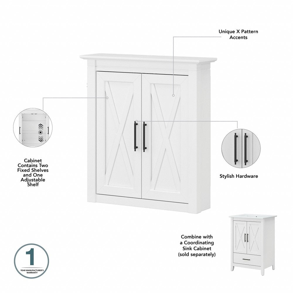 Bush Furniture - Key West Bathroom Wall Cabinet in White Ash - KWWS124WAS-03 veiw 5