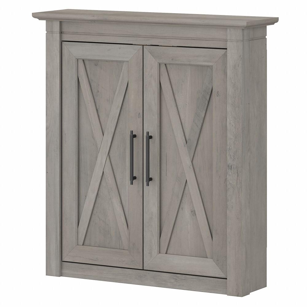 Bush Furniture - Key West Bathroom Wall Cabinet with Doors in Driftwood Gray - KWWS124DG-03 veiw 1