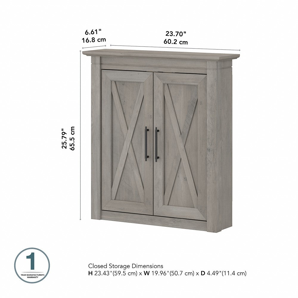 Bush Furniture - Key West Bathroom Wall Cabinet with Doors in Driftwood Gray - KWWS124DG-03 veiw 6