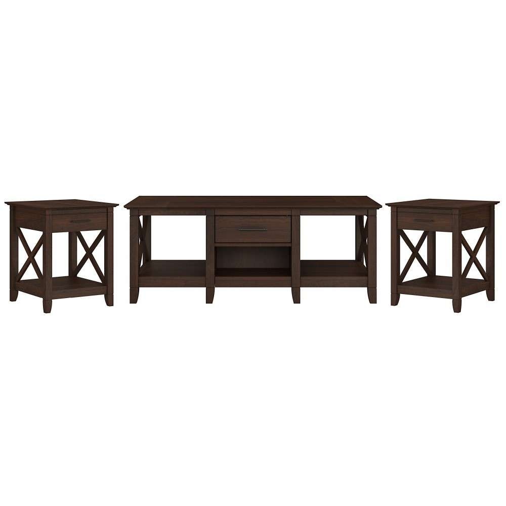 Bush Furniture - Key West Coffee Table with (Set of 2) End Tables in Bing Cherry - KWS023BC veiw 1