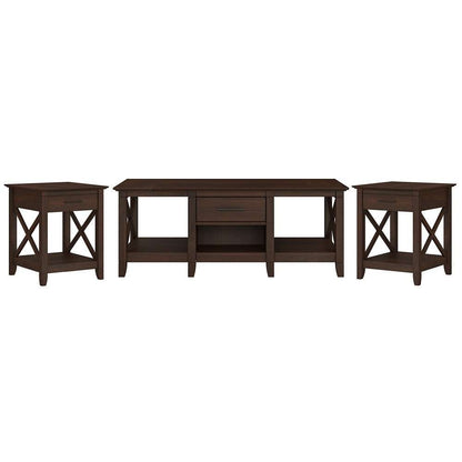 Bush Furniture - Key West Coffee Table with (Set of 2) End Tables in Bing Cherry - KWS023BC veiw 1