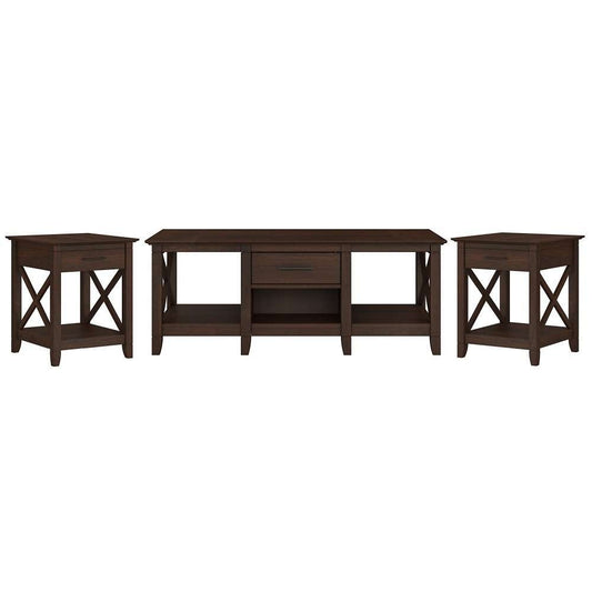 Bush Furniture - Key West Coffee Table with (Set of 2) End Tables in Bing Cherry - KWS023BC veiw 1