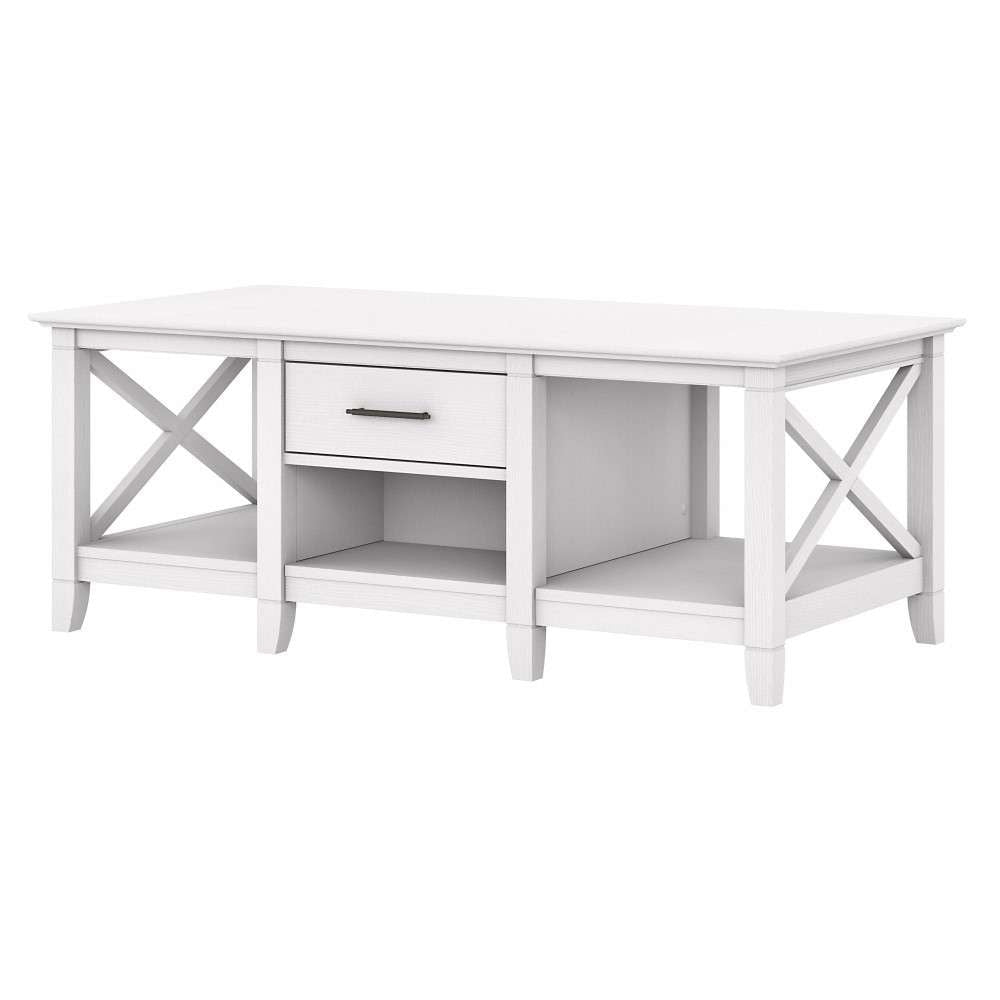 Bush Furniture - Key West Coffee Table with Storage in Pure White Oak - KWT148WT-03 veiw 2