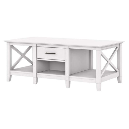 Bush Furniture - Key West Coffee Table with Storage in Pure White Oak - KWT148WT-03 veiw 2