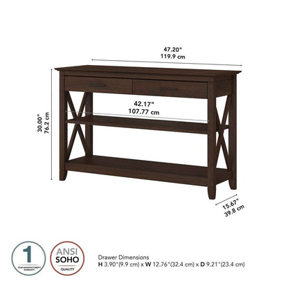 Bush Furniture - Key West Console Table with Drawers and Shelves in Bing Cherry - KWT248BC-03 veiw 7