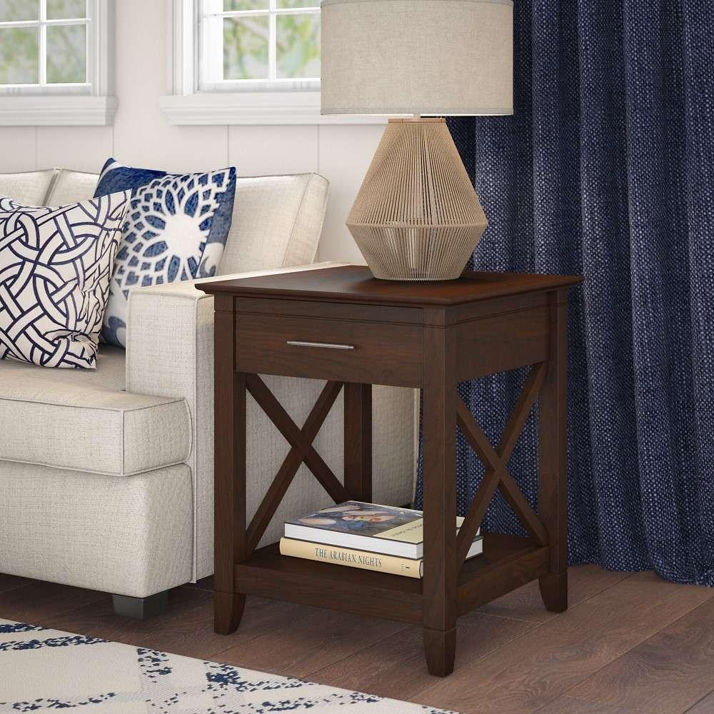Bush Furniture - Key West End Table with Storage in Bing Cherry - KWT120BC-03 veiw 2